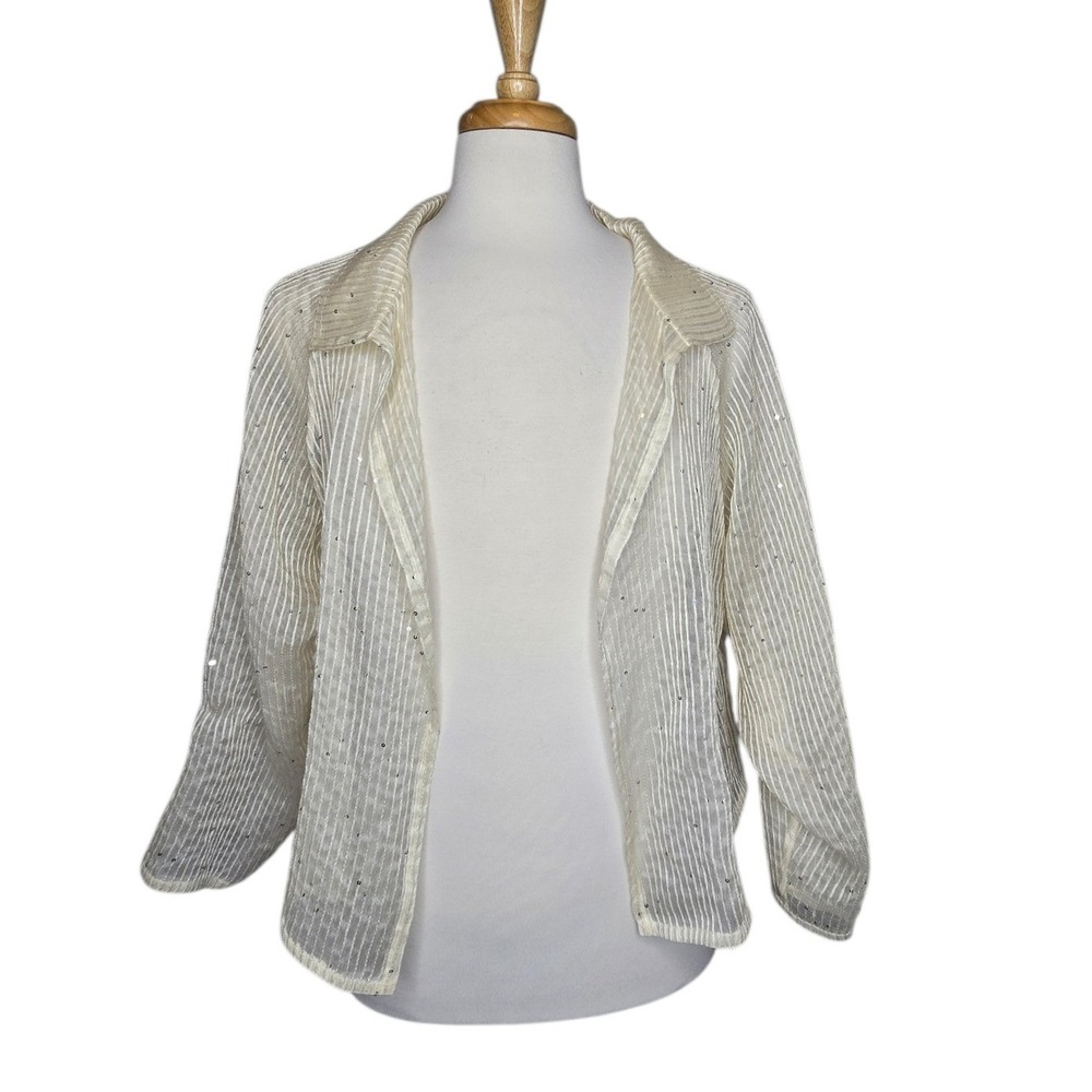 Zoran Italy Silk Blend Sheer Sequin Evening Cover up‎ Jacket Wedding Guest